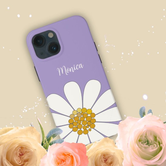 Lavender White Modern Daisy Blume Individuelle Nam Case-Mate iPhone Hülle (Von Creator hochgeladen)