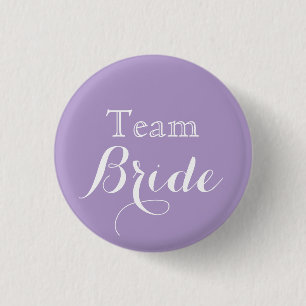 Lavender White Wedding Team Bride Button