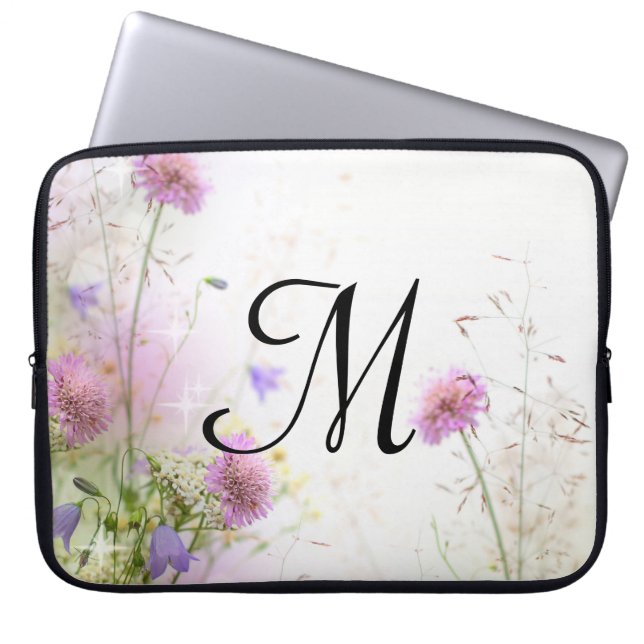 Lavender Wild Blume Monogram 15" Notebook-Case Laptopschutzhülle (Vorderseite)