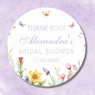 Lavender Wildblume Boho Brautparty Vielen Dank Runder Aufkleber