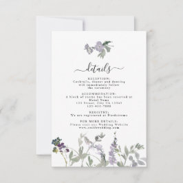 Lavender Wildblume Greenerity Wedding Details Card RSVP Karte
