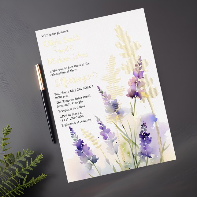 Lavender Wildblume Hochzeit Einladung (Von Creator hochgeladen)