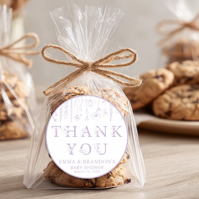 Lavender Wildflower Baby Shower Thank You Stickers (Von Creator hochgeladen)