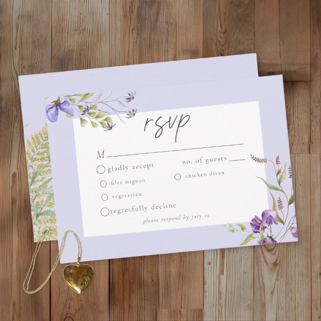 Lavender Wildflower Garden Romantic Wedding RSVP Karte (Von Creator hochgeladen)