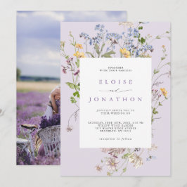 Lavender Wildflower Meadow Garden Photo Wedding   Einladung