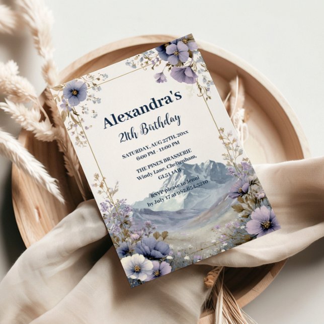 Lavender Wildflower Mountain Birthday Einladung (Von Creator hochgeladen)
