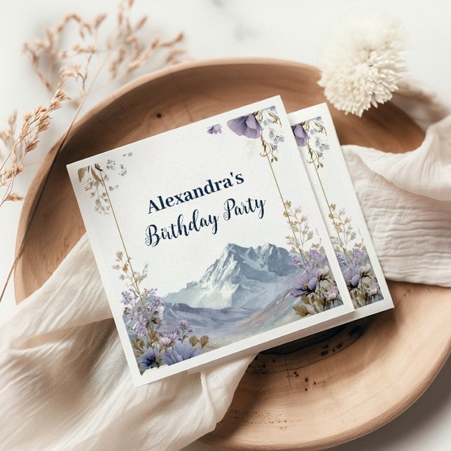 Lavender Wildflower Mountain Birthday Serviette (Von Creator hochgeladen)