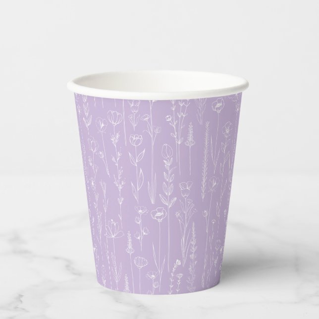 Lavender Wildflower Party Cup | Botanical Pattern Pappbecher (Vorderseite)