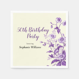 Lavender Wildflower Women's 50th Birthday Party Serviette