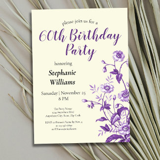 Lavender Wildflower Women's 60th Birthday Party Einladung