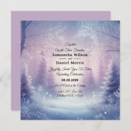 Lavender Winter Snowfall Serenade Wedding Einladung