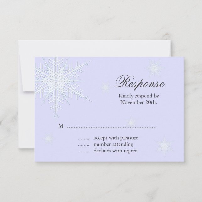 Lavender Winter Snowflake Wedding RSVP (Vorderseite)