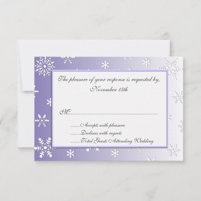 Lavender Winter Snowflakes Hochzeitskarten RSVP Karte (Vorderseite)
