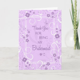 Lavender Wirbel Danke Bridesmaid Card