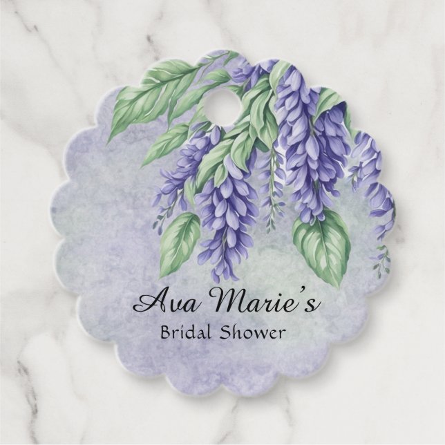 Lavender Wisteria Blume Marbella Brautparty Geschenkanhänger (Vorderseite)