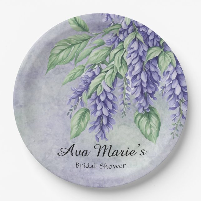 Lavender Wisteria Blume Marbella Brautparty Pappteller (Vorderseite)