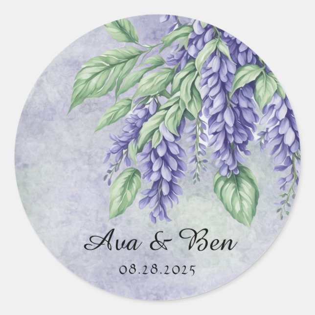 Lavender Wisteria Blume Marble Wedding Runder Aufkleber (Vorderseite)