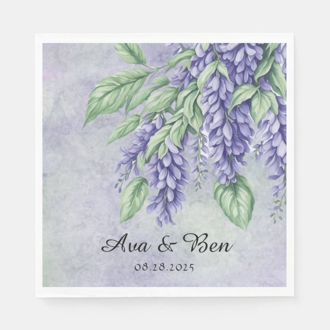 Lavender Wisteria Blume Marble Wedding Serviette (Vorderseite)