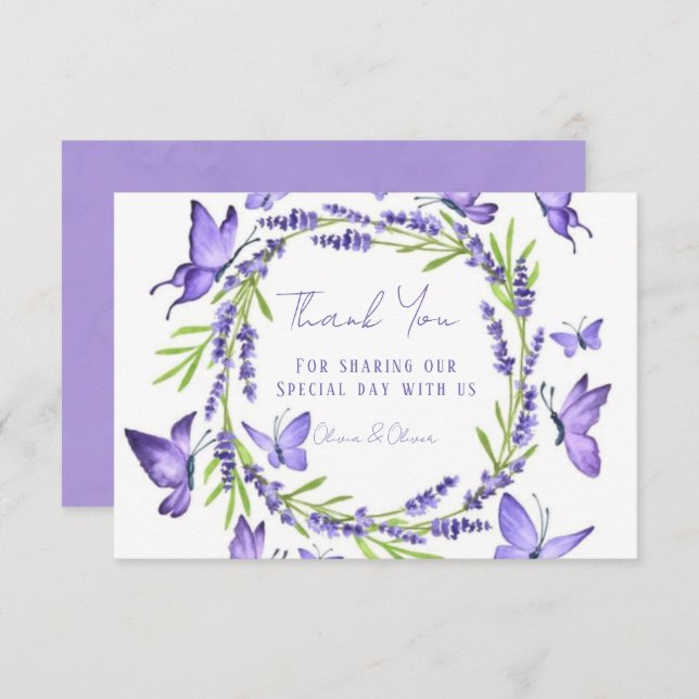 Lavender Wisteria & Butterflies Wedding Vielen Dan Dankeskarte (Vorne/Hinten)