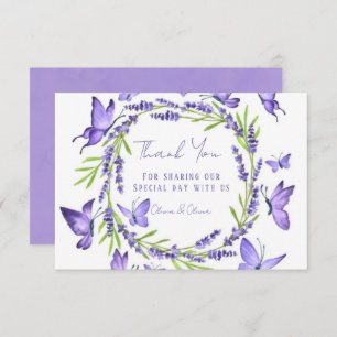 Lavender Wisteria & Butterflies Wedding Vielen Dan Dankeskarte