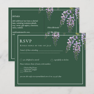 Lavender WISTERIA Emerald Green All-in-1 Wedding Postkarte