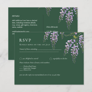 Lavender WISTERIA Emerald Green All-in-1 Wedding Postkarte