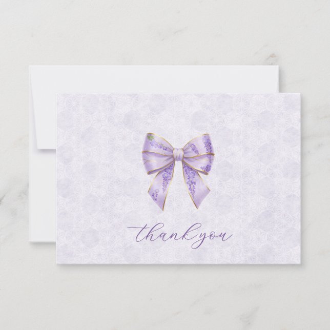 Lavender Wisteria Ribbon – Japanese-Inspired Dankeskarte (Vorderseite)