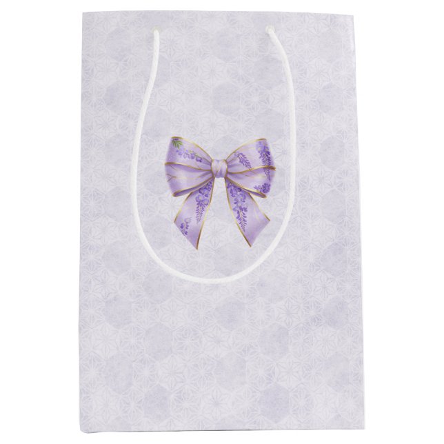 Lavender Wisteria Ribbon – Japanese-Inspired Mittlere Geschenktüte (Vorderseite)