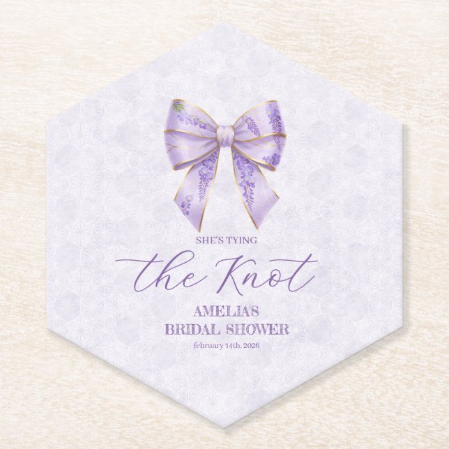 Lavender Wisteria Ribbon – Japanese-Inspired Untersetzer (Vorderseite)