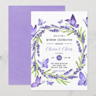 Lavender Wisteria und Schmetterlinge Hochzeit Einladung