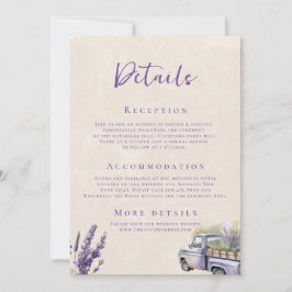 Lavender Wisteria Vintag Truck Wedding Details Einladung