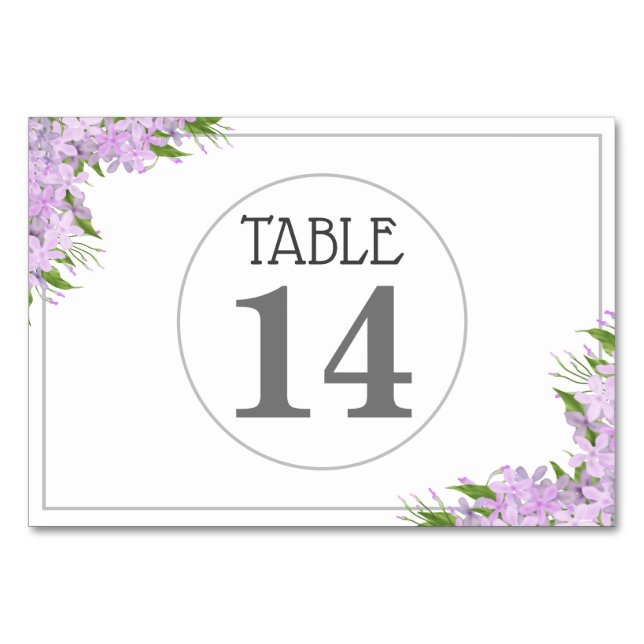 Lavender Wisteria Wedding Tischnummer Card (Vorderseite)