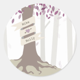 Lavender Woodland Wedding Runder Aufkleber