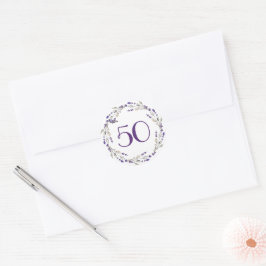 Lavender Wreath zum 50. Jubiläum Runder Aufkleber