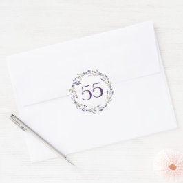 Lavender Wreath zum 55. Jahrestag Runder Aufkleber