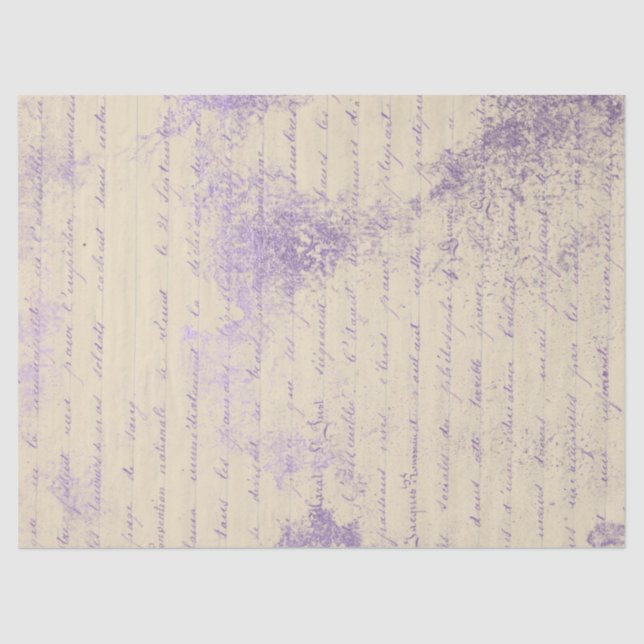 Lavender Writing on Cream Decoupage Seidenpapier (Vorderseite)
