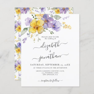 Lavender Yellow Lila Budget Einladung zur Hochzeit