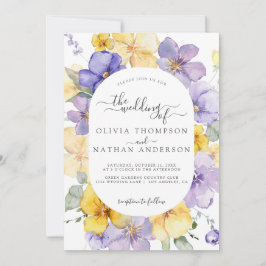 Lavender Yellow Lilac Floral Monogram Wedding Einladung