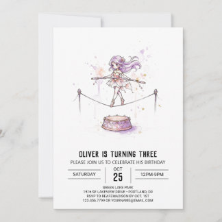Lavender Zirkus Artist Geburtstag Einladung