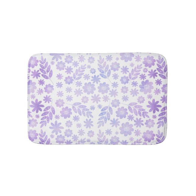 Lavenderhandgezeichnetes Blumenmuster Badematte (Vorderseite)