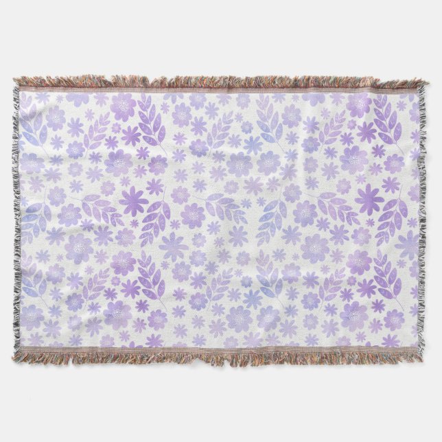 Lavenderhandgezeichnetes Blumenmuster Decke (Vorderseite)