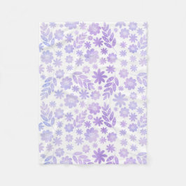 Lavenderhandgezeichnetes Blumenmuster Fleecedecke