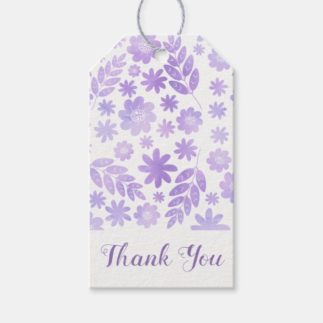 Lavenderhandgezeichnetes Blumenmuster Geschenkanhänger (Vorderseite)