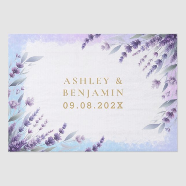 Lavenders And Blue Elegant Floral Watercolor Seidenpapier (Vorderseite)