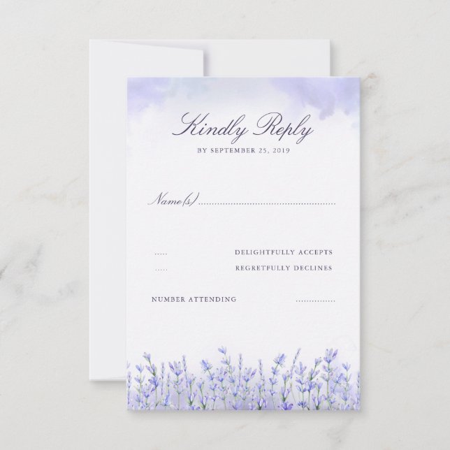 Lavenders Field Floral Lila Wedding RSVP (Vorderseite)