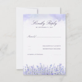 Lavenders Field Floral Lila Wedding RSVP Karte