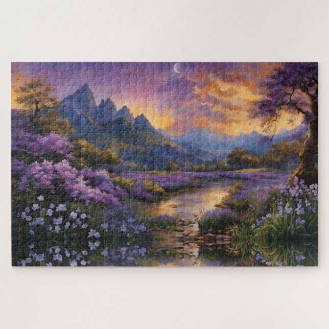 Lavendertal bei Morgendämmerung Puzzle (Horizontal)