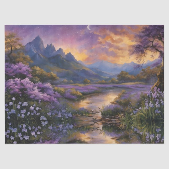 Lavendertal bei Morgendämmerung Seidenpapier (Vorderseite)