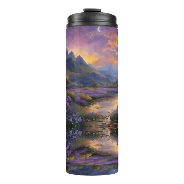 Lavendertal bei Morgendämmerung Thermosbecher (Vorderseite)