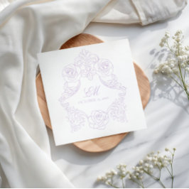 Lavenderviktorianisches Wappen-Monogramm-Hochzeit Serviette